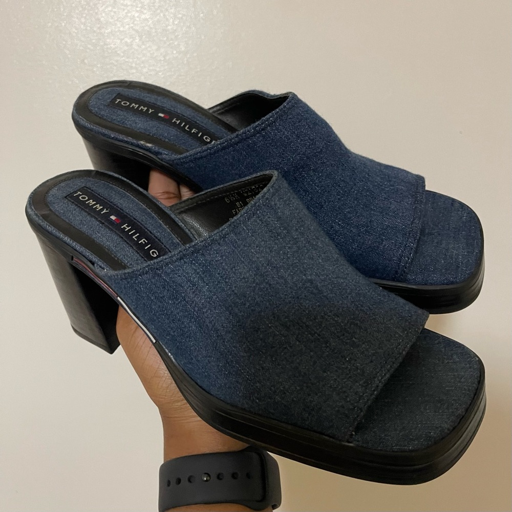 Tommy Hilfiger Denim Peep Toe Mule Heels